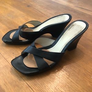 Enzo Angiolini black heeled leather sandals 💜